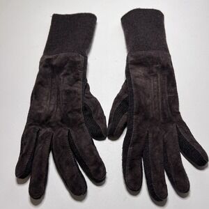 Vintage Brown Suede Leather Gloves-One Size‎